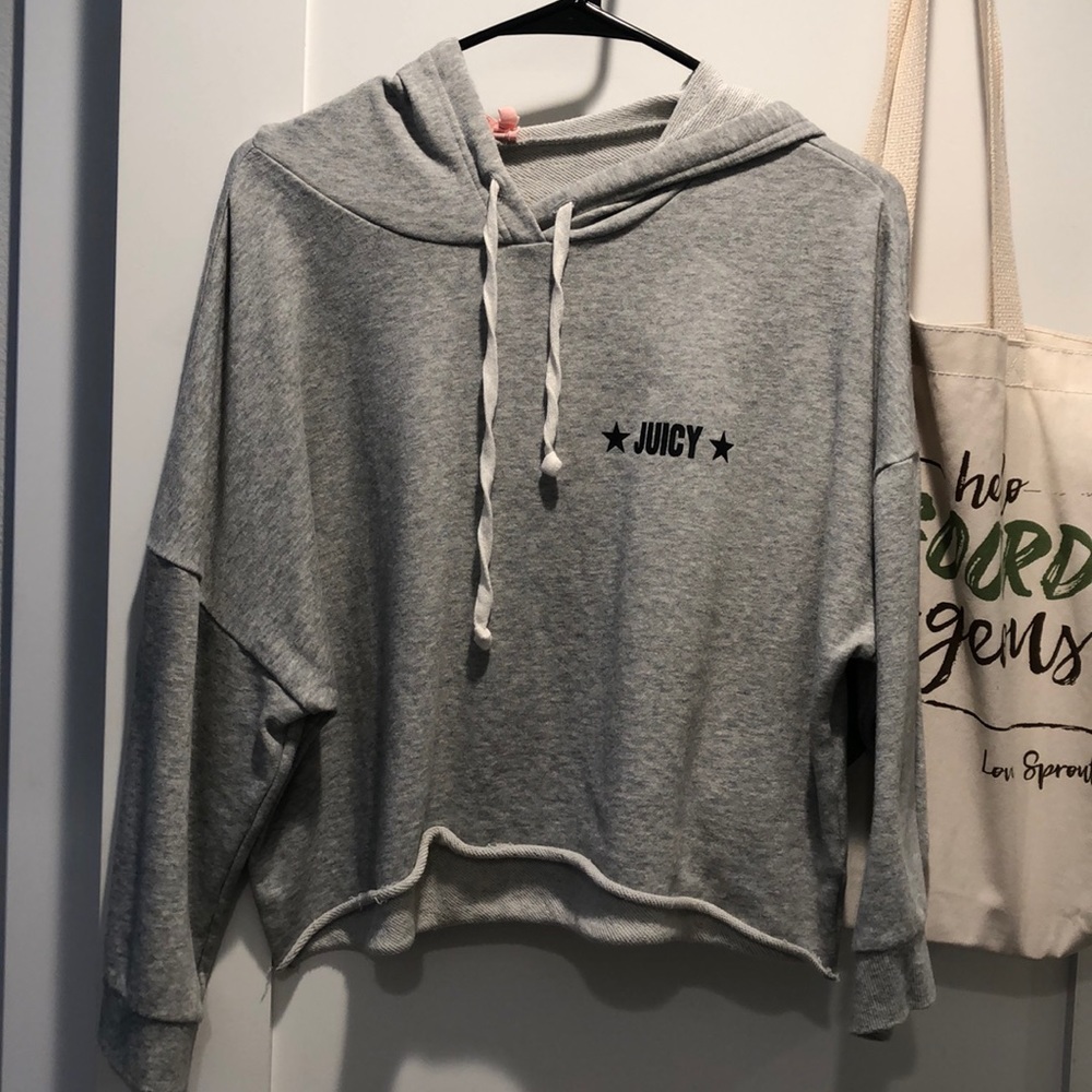 Juicy Couture Grey 3/4 Sleeve Hoodie Top M